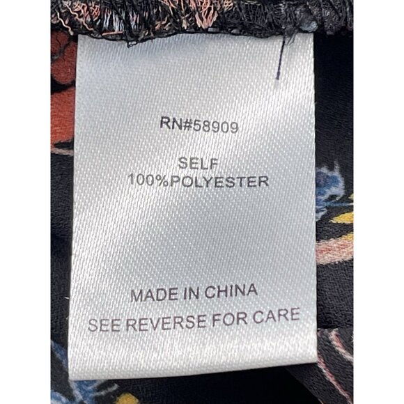 GIBSON LATIMER Womens 2X Black Floral Peasant Blouse TUNIC Roll-Tab Boho EUC - Picture 6 of 7